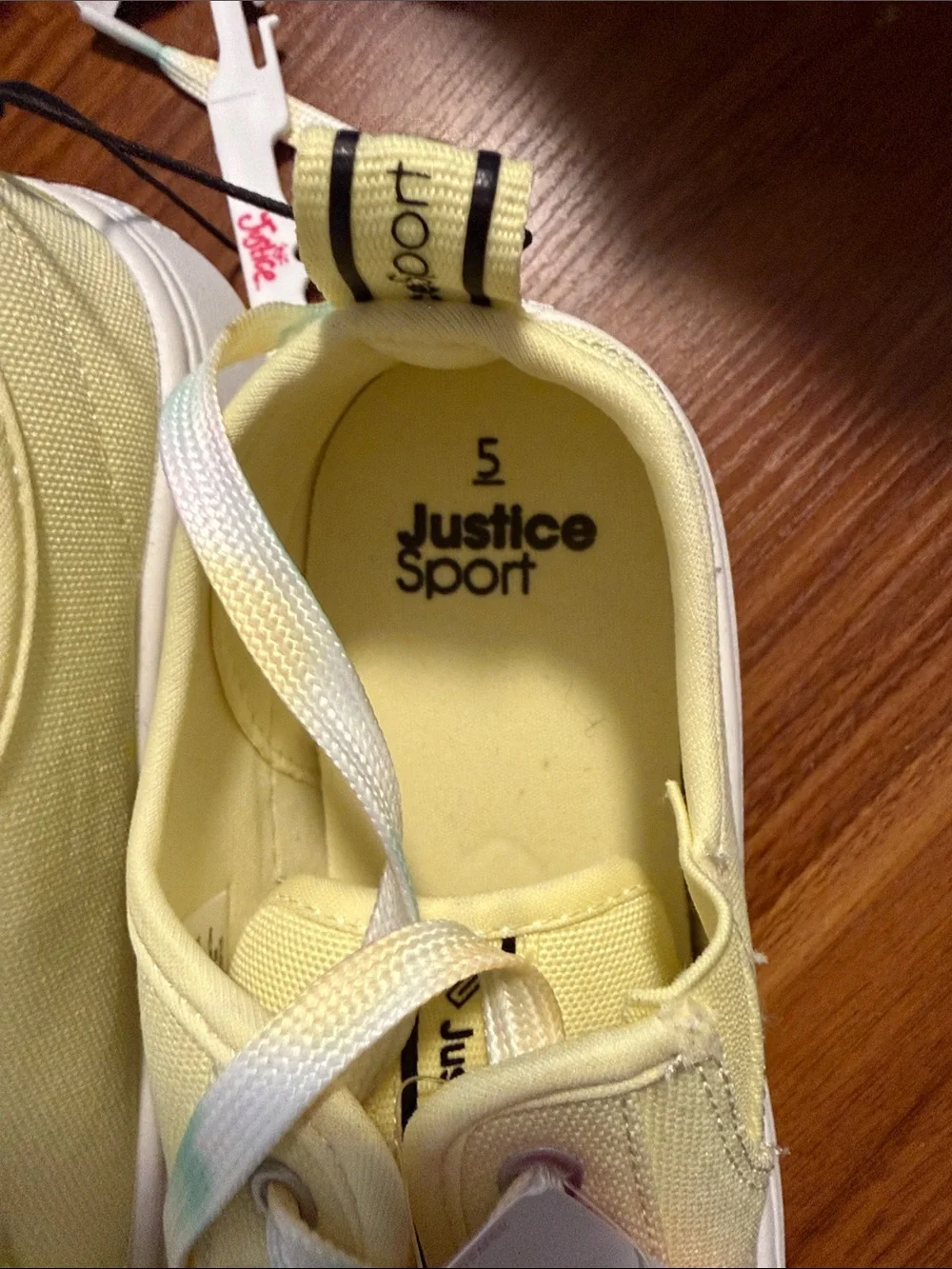 Justice Yellow Canvas Low-Top Sneakers with Pastel Laces